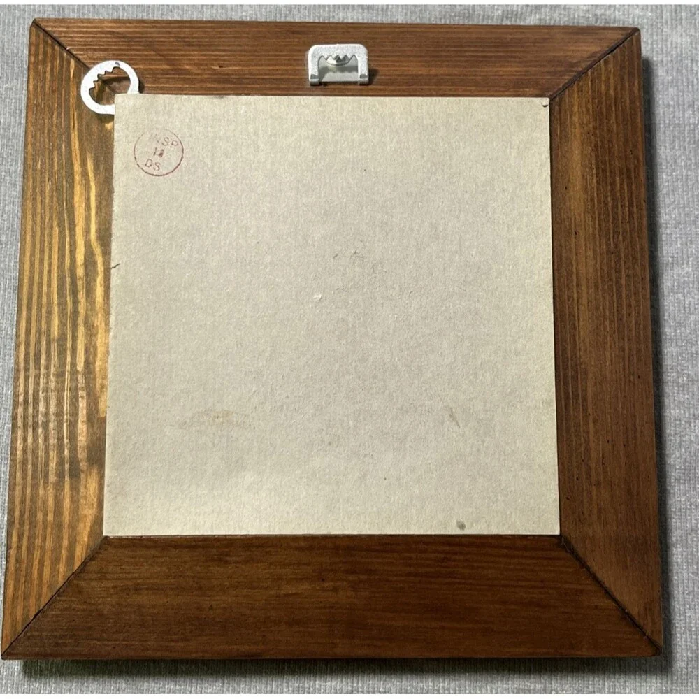 Vintage Rustic Carved Wood Square Accent Mirror Ornate 8.5 x 8.5